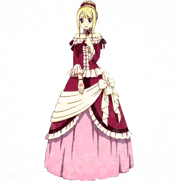 Fairy Tail Lucy Heartfilia Robe , Png Download - Lucy Heartfilia In A Dress Clipart (585x599), Png Download