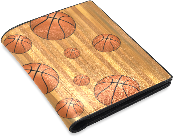 Basketballs With Wood Background Men's Leather Wallet - Plywood Clipart (800x800), Png Download