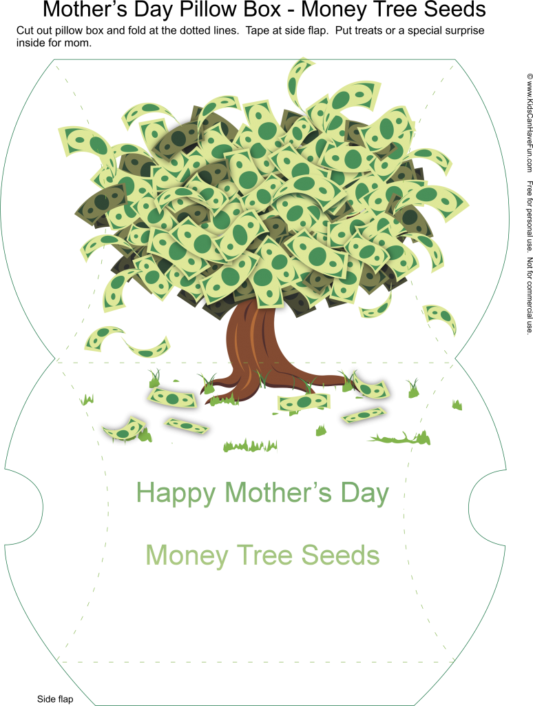 Money Tree Mothers Day Pillow-box - Tree Clipart (774x1024), Png Download