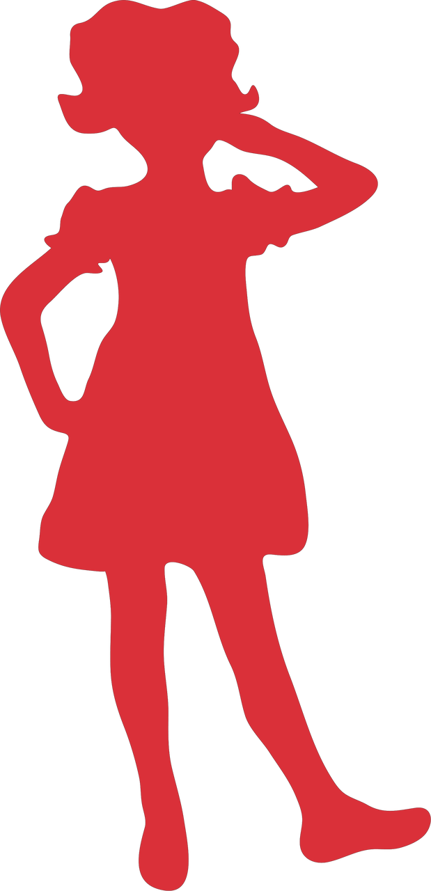 Girl Silhouette Clipart (619x1280), Png Download