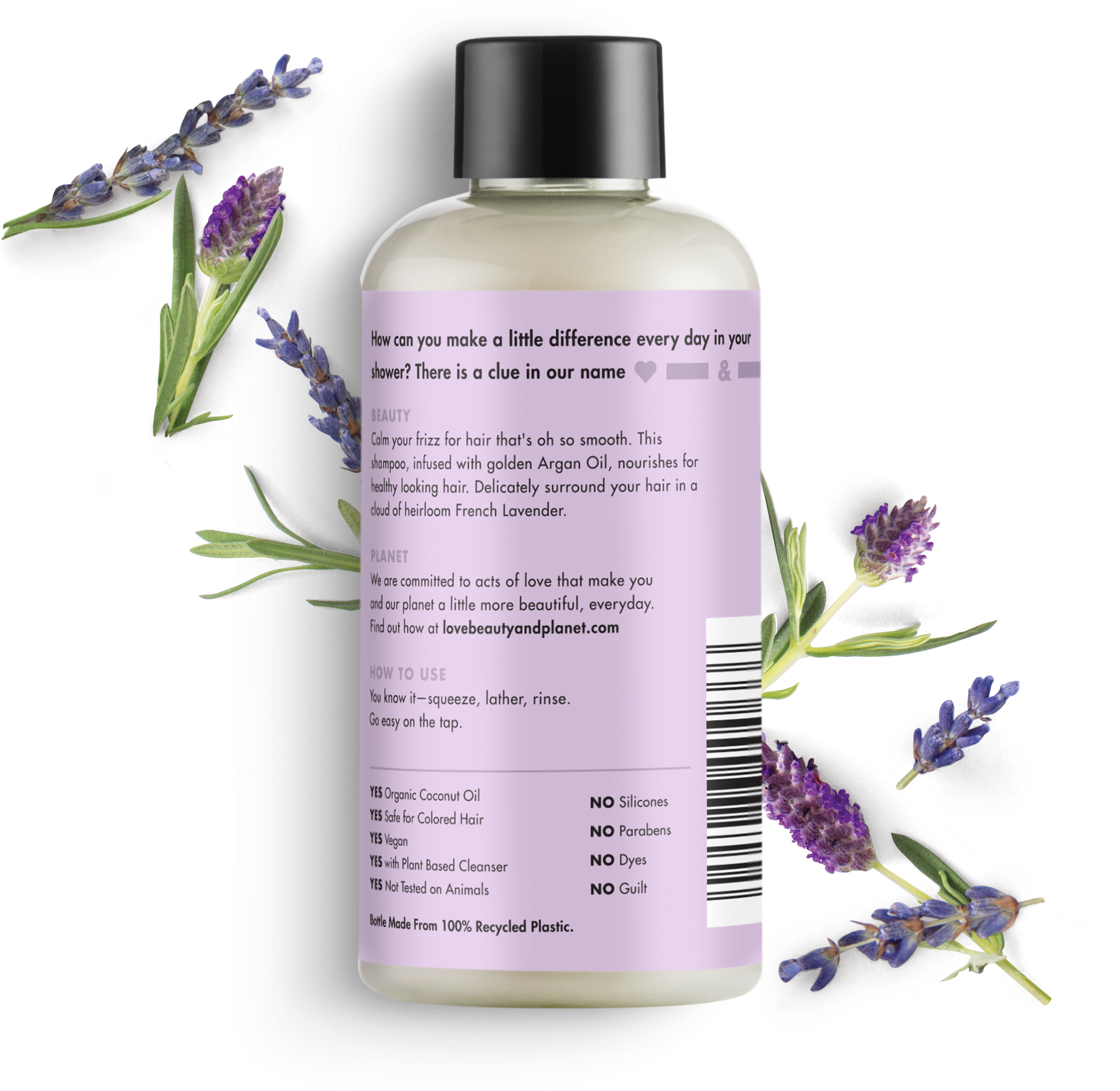 Love Beauty And Planet Argan Oil & Lavender Shampoo - Love Beauty And Planet Deodorant Clipart (5001x4871), Png Download