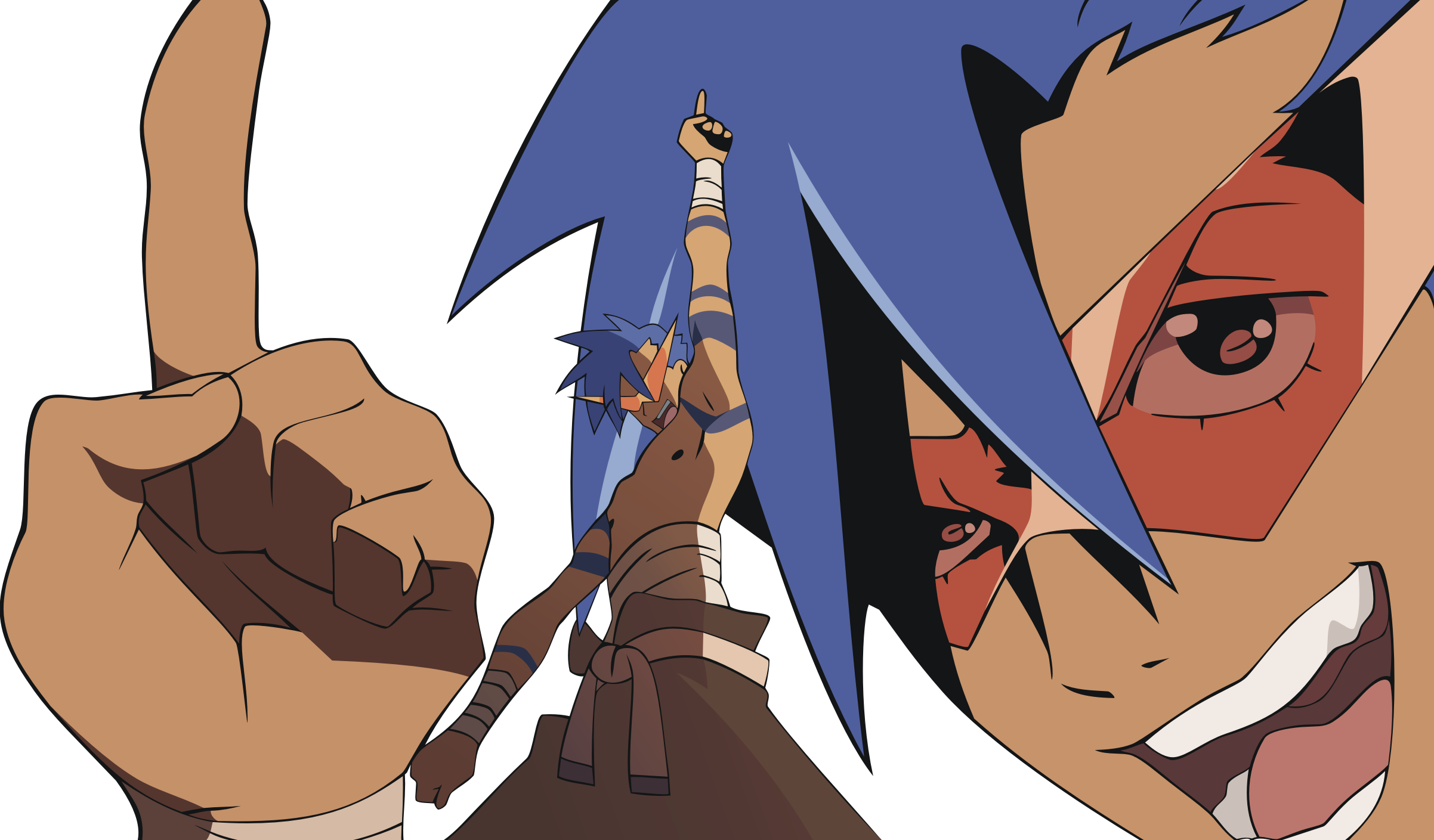 Kamina, Tengen Toppa Gurren Lagann, Transparent, Anime - Kamina Gurren Lagann Finger Up Clipart (2404x1409), Png Download