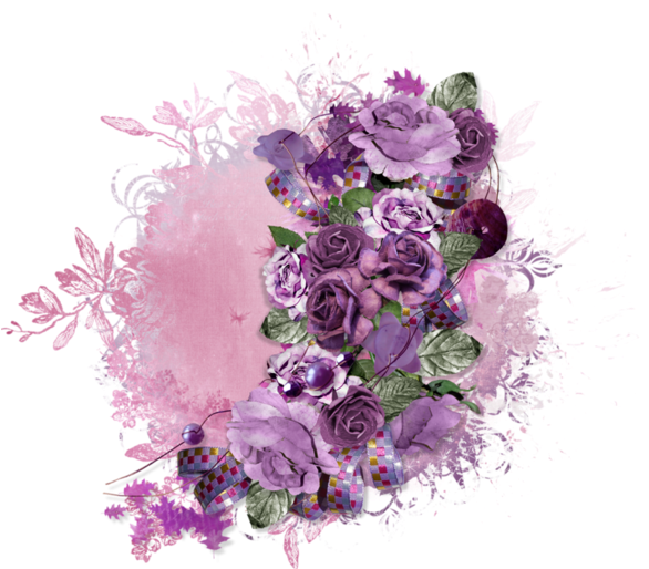 Tubes Fleurs Flower Spray, Purple Roses, Collage, Ornaments, - Purple Rose Floral Png Clipart (600x513), Png Download