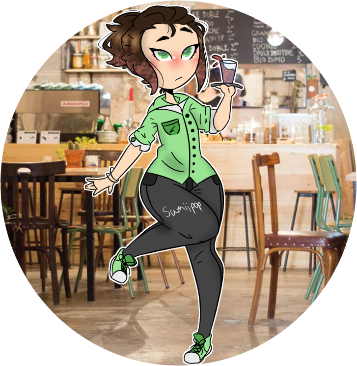 Remixit Cafe Drink Ponytail Green Uniforn Aesthetic Clipart (727x744), Png Download