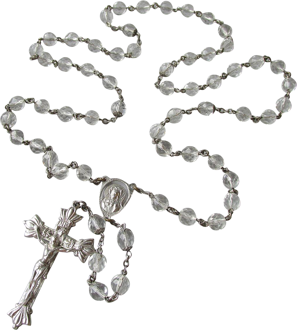 Large Beautiful Vintage Sterling Silver Crystal Signed - Transparent Background Rosary Transparent Clipart (1132x1132), Png Download