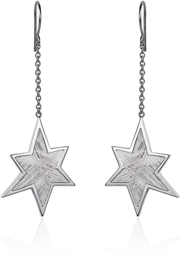 Meteorite Star Dangle Earrings In Silver , Png Download Clipart (574x833), Png Download