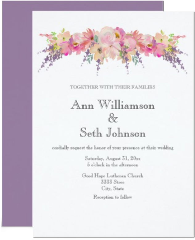Pink Watercolor Floral Wedding Invitation - - Moth Orchid Clipart (1000x1000), Png Download