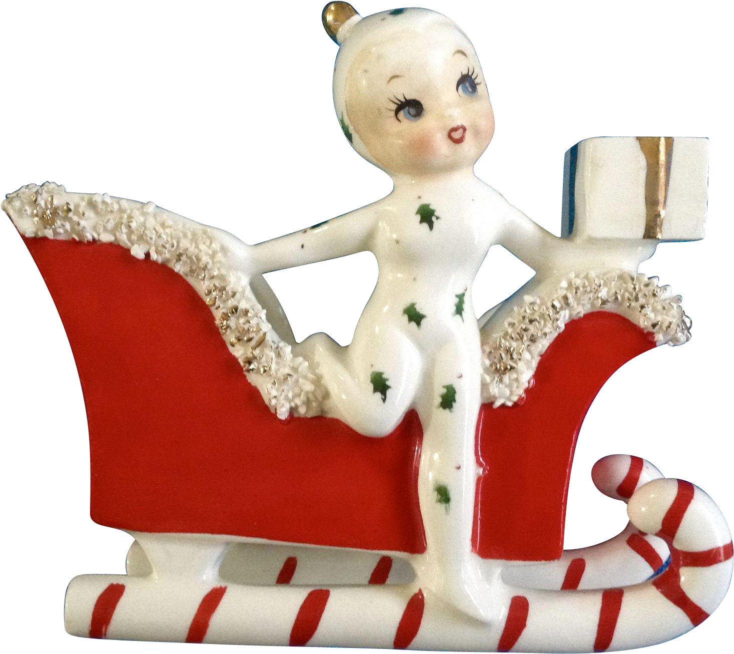 Vintage Holt Howard Pixie Elf Girl Candle - Figurine Clipart (1466x1466), Png Download