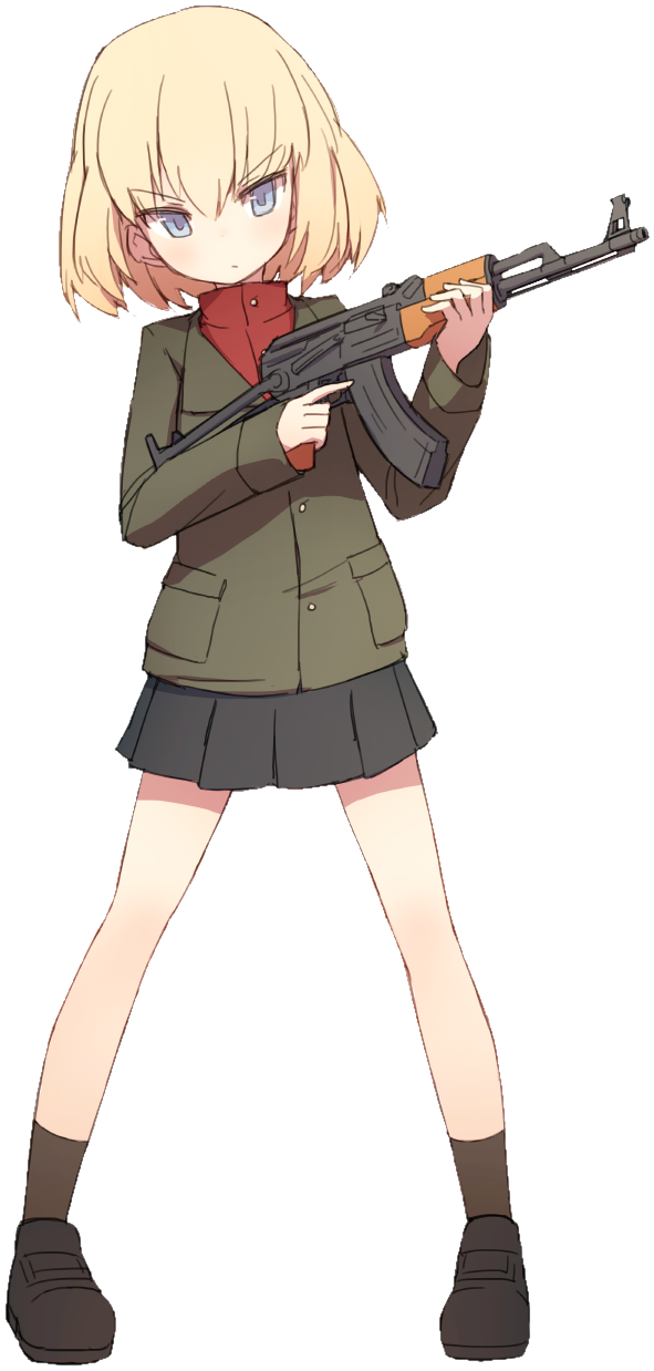Anime Girl With Ak 47 , Png Download - Girls Und Panzer Katyusha Png Clipart (591x1238), Png Download