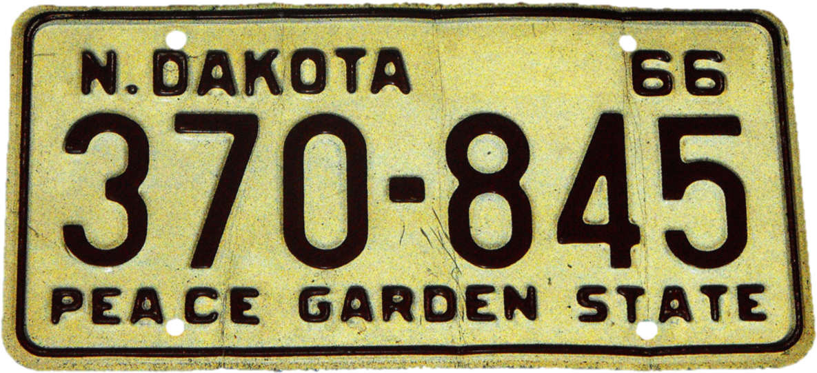 North Dakota 1966 License Plate - Signage Clipart (1206x557), Png Download