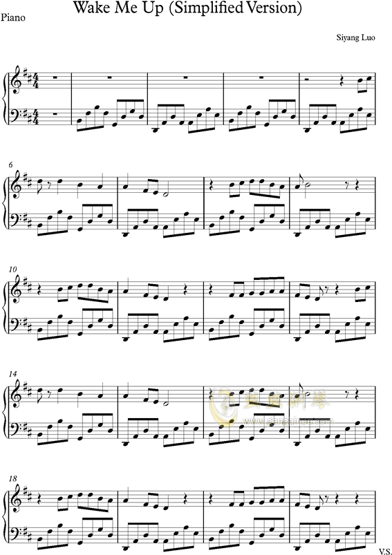 Wake Me Up钢琴谱第1页 Clipart (630x891), Png Download