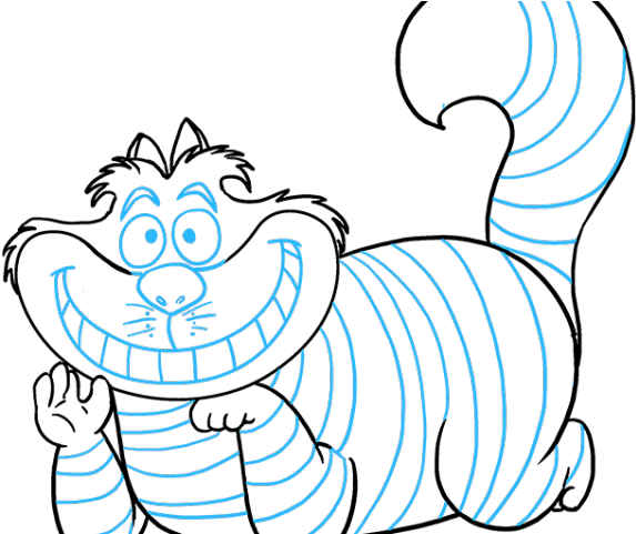 Drawn Cheshire Cat Tail - Cheshire Cat Outline Clipart (640x480), Png Download