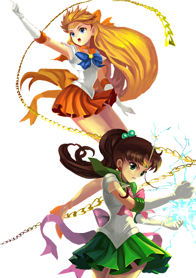 Sailor Jupiter And Venus , Png Download - Cartoon Clipart (657x933), Png Download