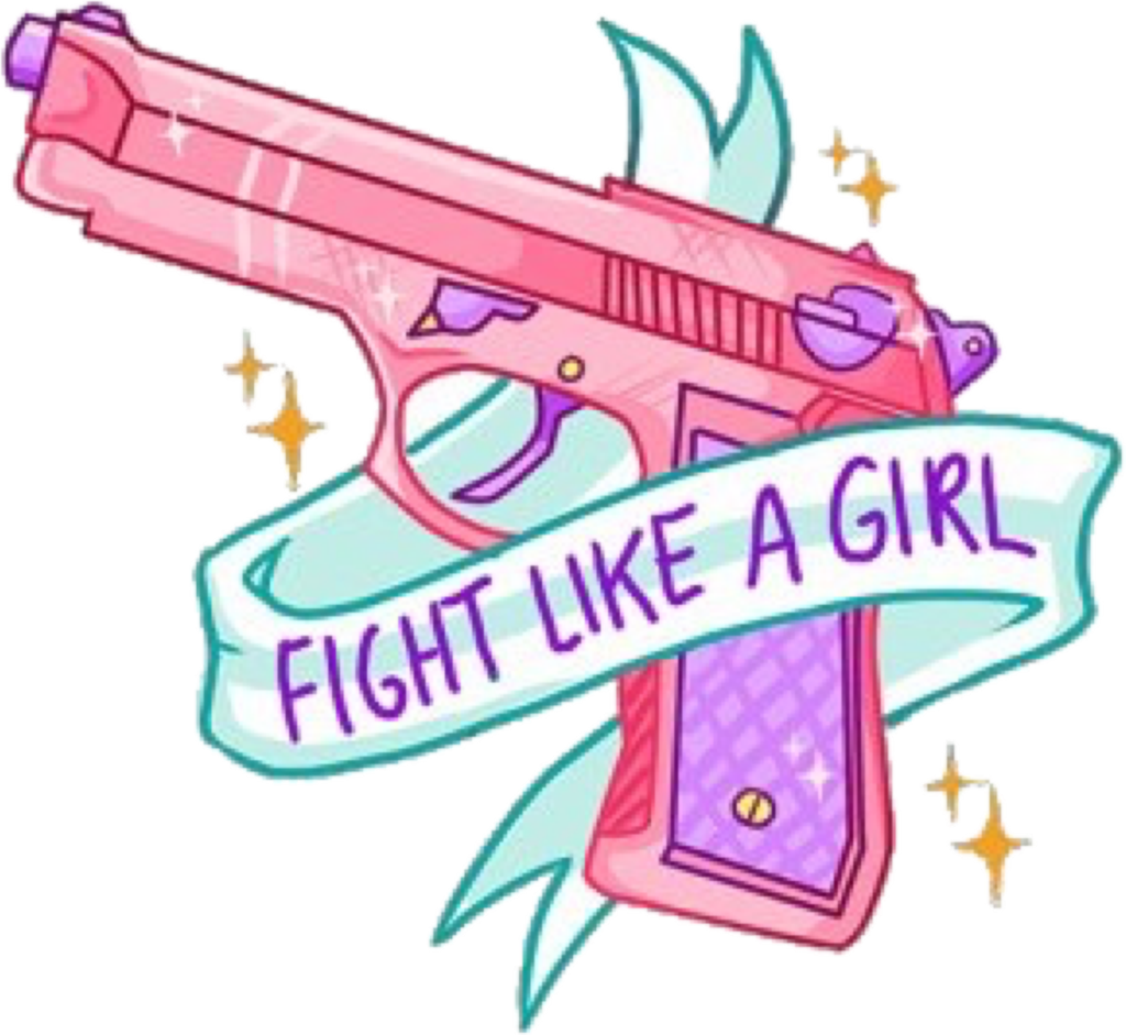 #pink #pastel #tumblr #gun #fightlikeagirl #feminist - Fight Like A Girl Arma Clipart (1024x941), Png Download