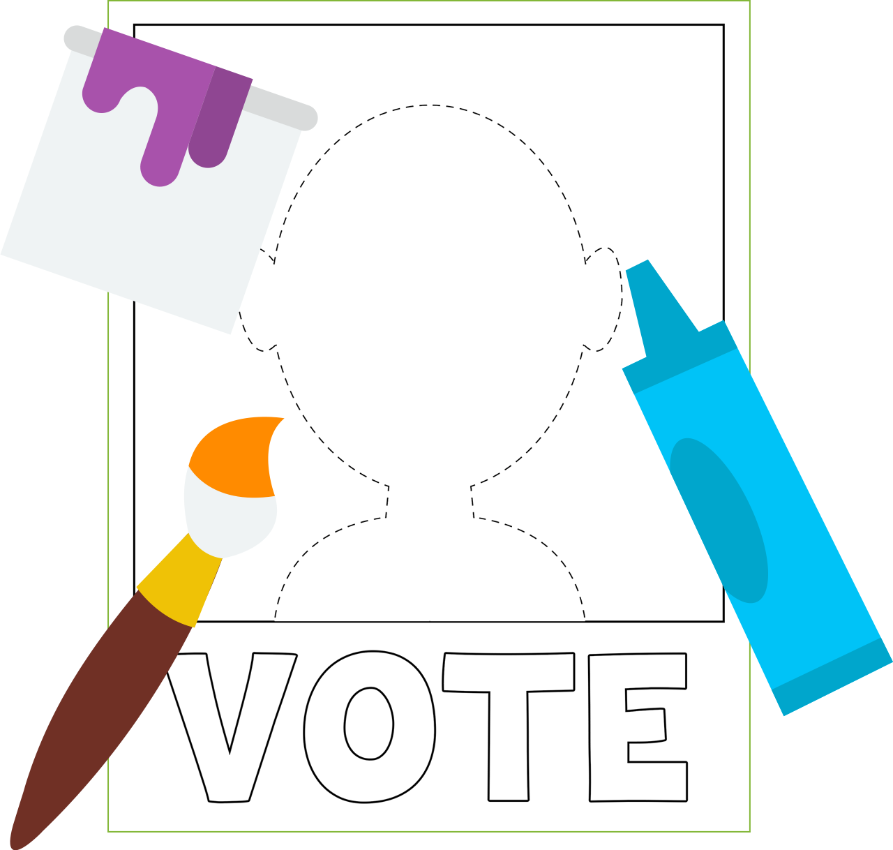 Poster Of A Blank Vote Poster For You To Color - Poster For Kids For Voting Clipart (1280x1218), Png Download