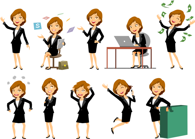 Business Woman Vector Png - Business Woman Vector Characters Clipart (679x458), Png Download