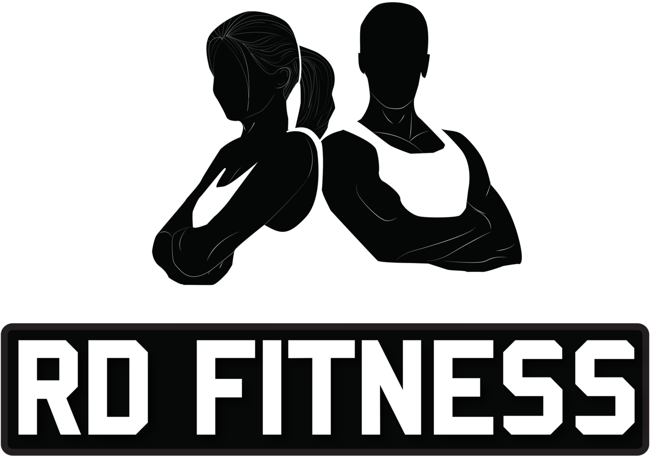 Gym Png Black And White - Fitness Logo Black And White Clipart (1500x944), Png Download
