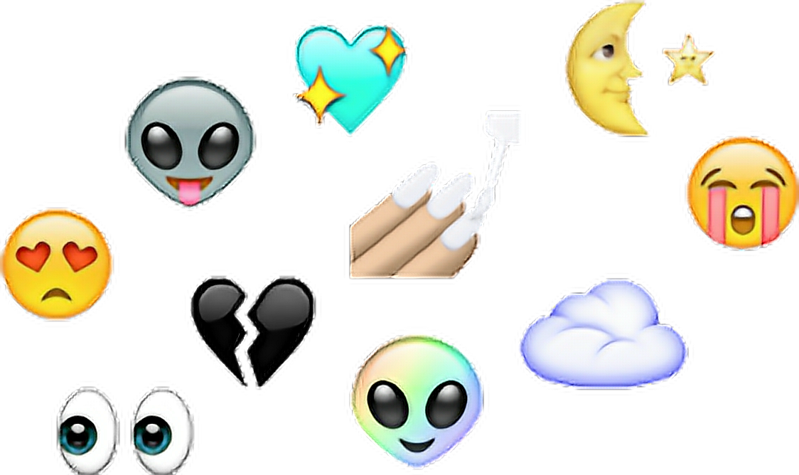 Ojos Happy Alien Arcoiris Luna Amor Corazon - Emoji Png Clipart (1124x668), Png Download