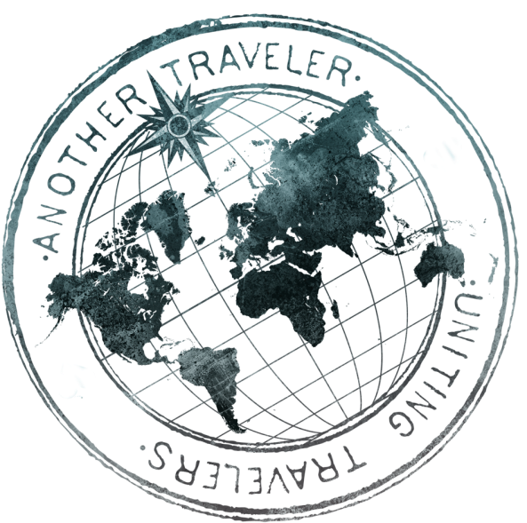 Another Traveler Logo *i Like How The Map Is Flat On - World Map Clipart (598x598), Png Download