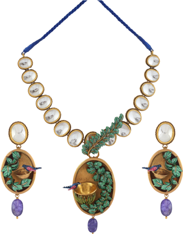 A Chintamanis Designer Gold Necklace Set Inspired From - Necklace Clipart (700x791), Png Download