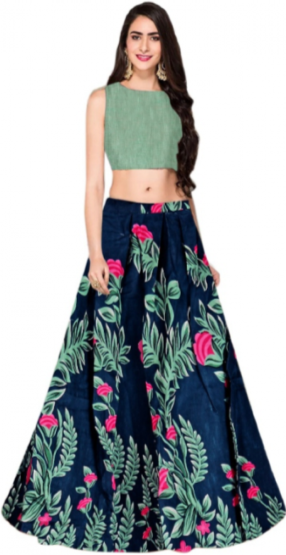 Party Wear Crop Top And Long Skirt Set Clipart (868x1134), Png Download