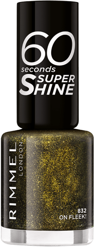 Rimmel 60 Seconds Glitter Nail Polish Black Clipart (419x879), Png Download