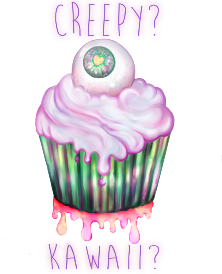 Kawaii Creepy Eye Cupcake By Czbaterka On - Creepy And Kawaii Clipart (894x894), Png Download