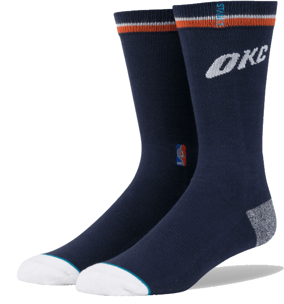 Okc Thunder Stance Nba Casual Logo Socks Navy Clipart (908x969), Png Download