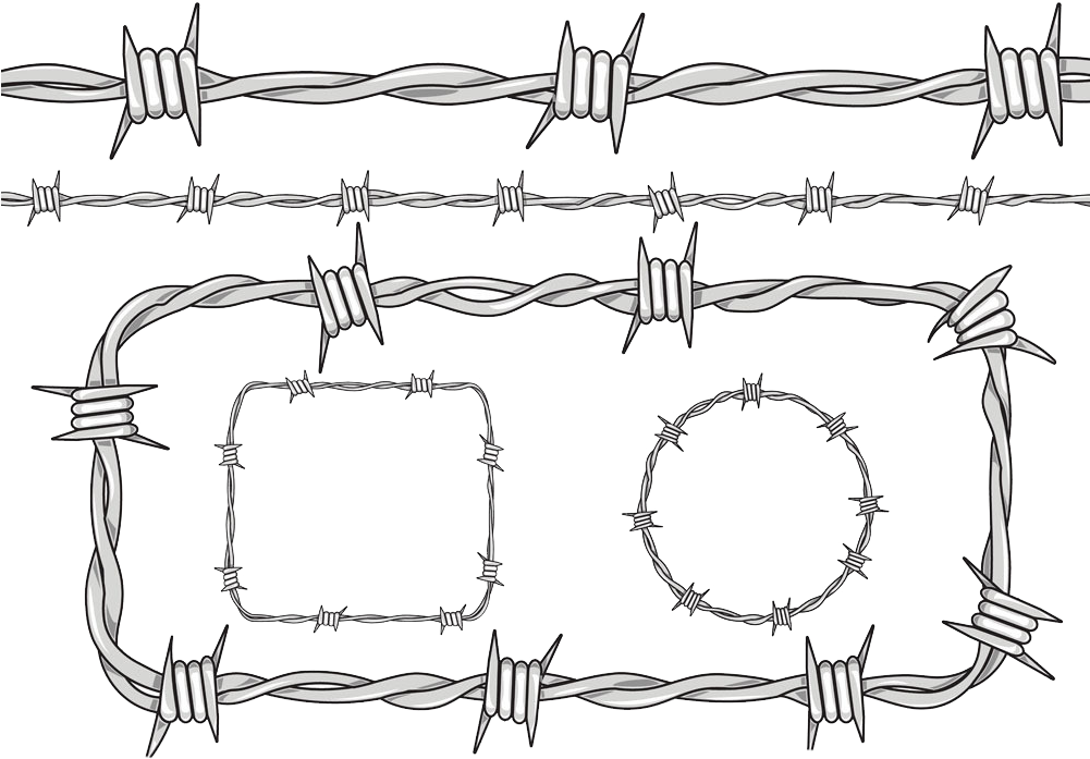 1000 X 729 4 - Barbed Wire Line Drawing Clipart - Large Size Png Image - Pi...