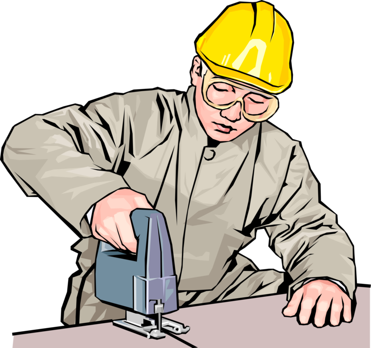 Vector Illustration Of Construction Worker With Electric - Construction Worker Clipart (746x700), Png Download
