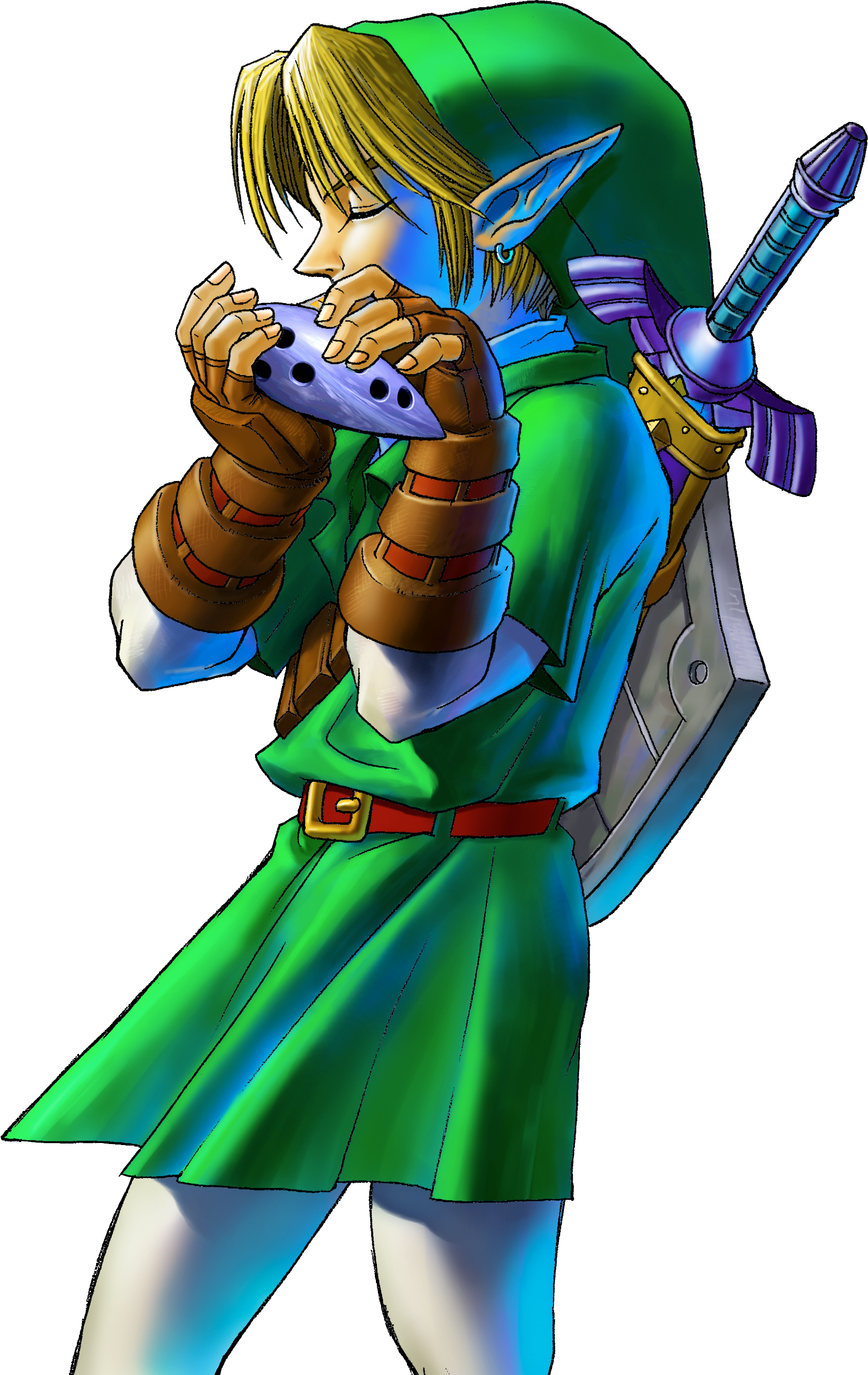 Legend Zelda Clipart Link Ocarina Time 113401 4500697 - Link Playing Ocarina Of Time - Png Download (1681x2661), Png Download