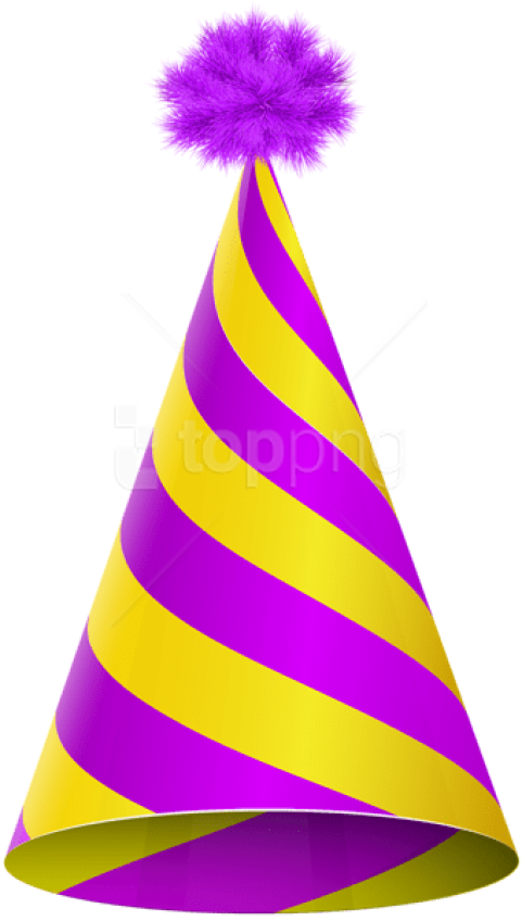 Free Png Party Hat Purple Yellow Transparent Png Images - Purple Birthday Hat Png Clipart (481x848), Png Download