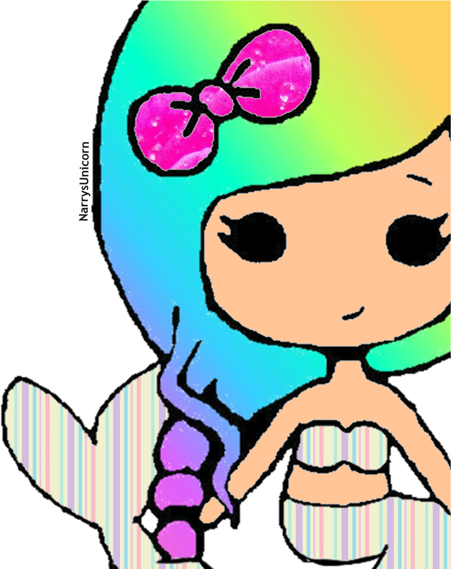 Rainbow Mermaid Instgram Chibi Girl Png By Narrysunicorn - Chibi Girls Mermaid Clipart (915x1153), Png Download
