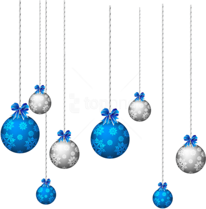 Free Png Blue And White Hanging Christmas Balls Png - Blue Christmas Ornament Png Clipart (850x846), Png Download