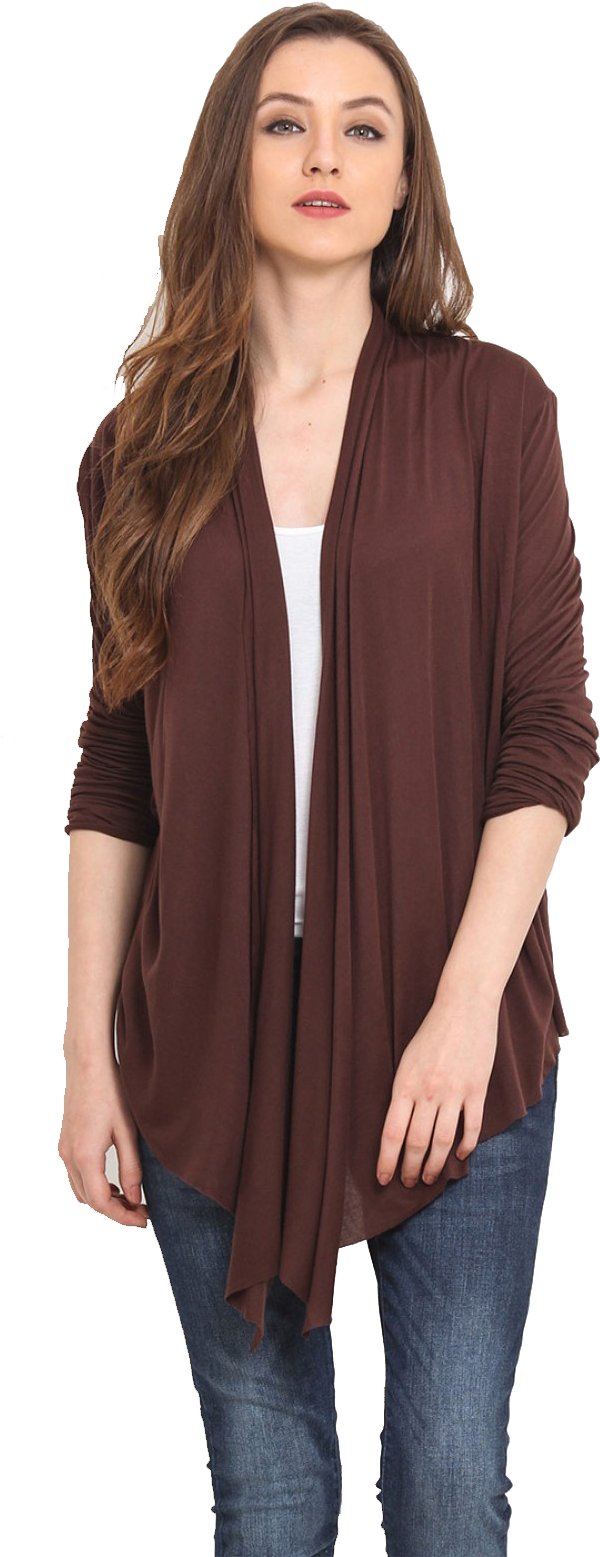 Women Shrug Free Png - Cardigan Clipart (600x1557), Png Download