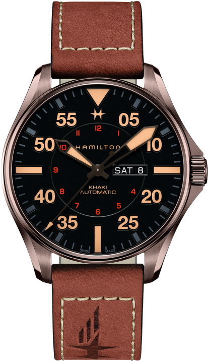 Khaki Aviation Pilot Day Date Auto - Hamilton Khaki Pilot Day Date 38 Clipart (527x840), Png Download