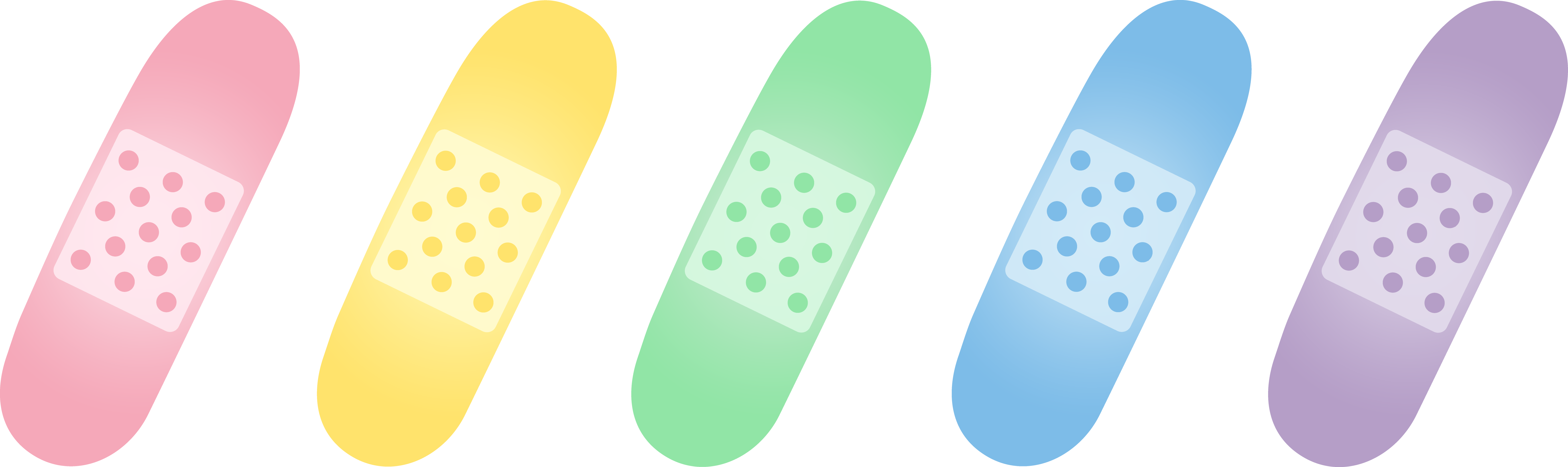 Transparent Bandage Colorful - Pastel Bandaids Clipart (7043x2099), Png Download