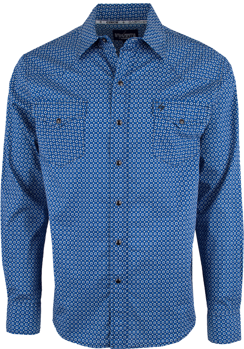 Garth Brooks Sevens By Cinch Blue Square Foulard Print - Active Shirt Clipart (870x1280), Png Download