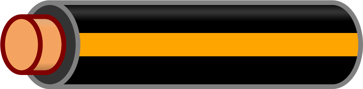 Wire Black Orange Stripe - Blue Wire With Yellow Stripe Clipart (1280x384), Png Download