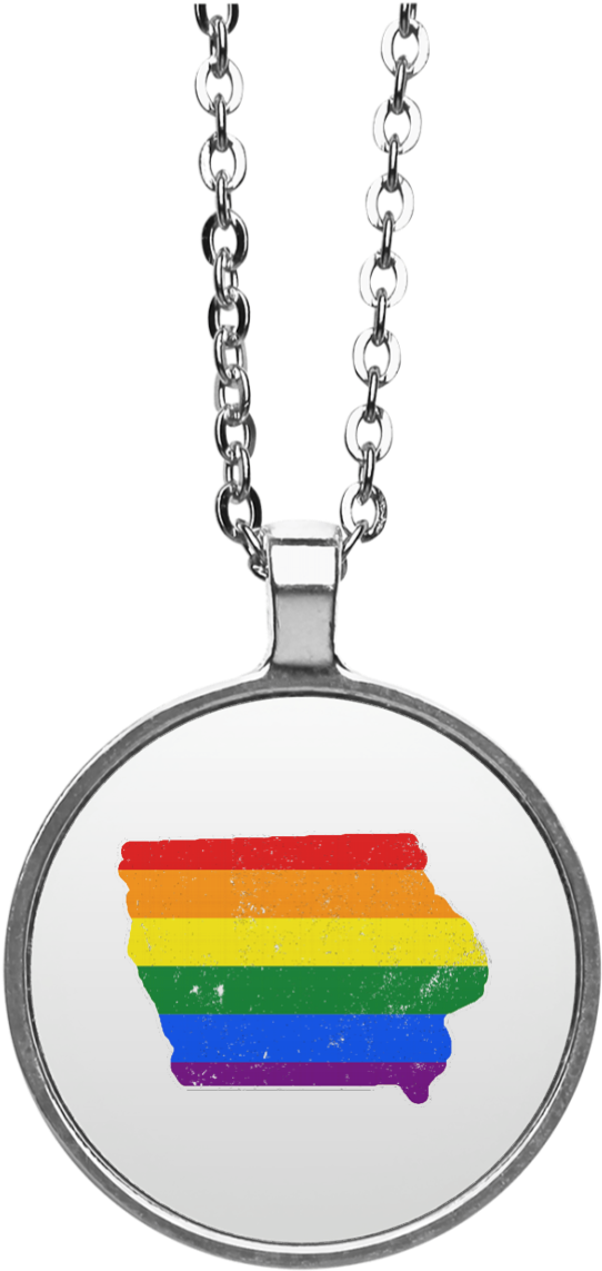 Iowa Rainbow Flag Lgbt Community Pride Lgbt Shirts - Necklace Clipart (1155x1155), Png Download