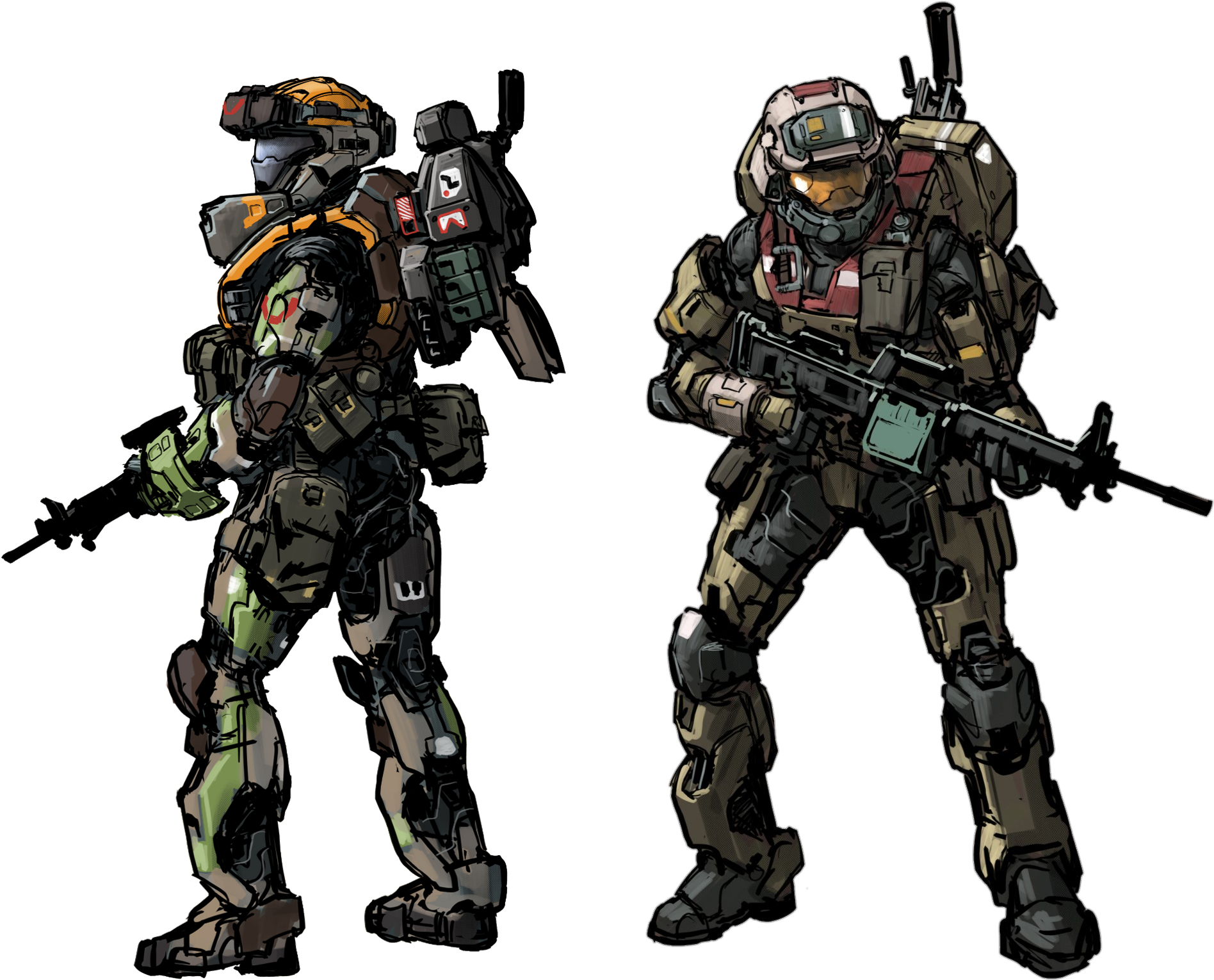 40459309 - >> - Halo Reach Noble Team Concept Art Clipart (2004x1635), Png Download