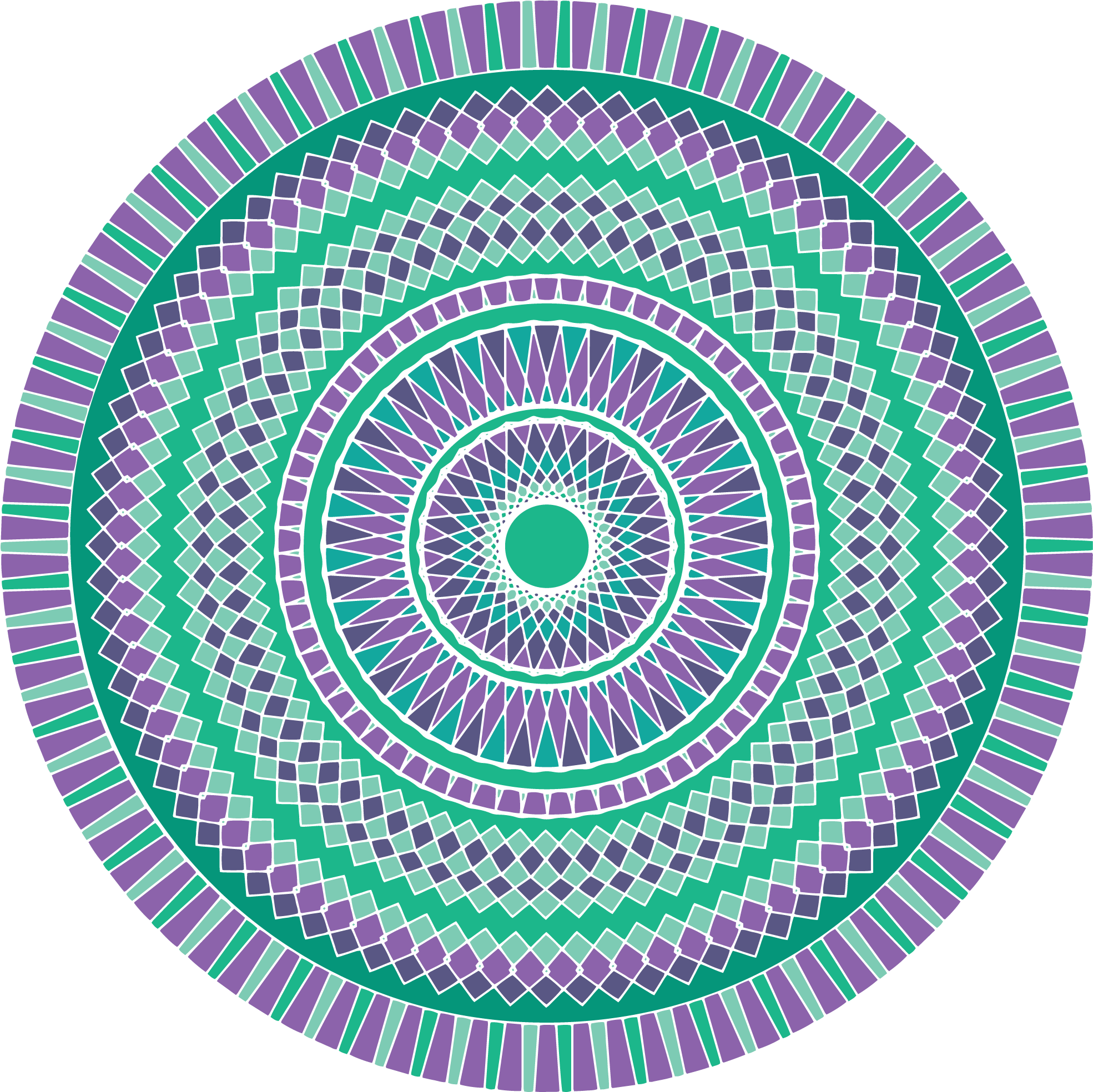 Mandala Swirl Geometric Abstract 1286294 - Green And Purple Mandala Clipart (2100x2100), Png Download