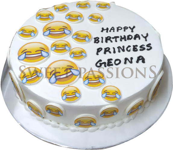 Mix Emojis Cake - Birthday Cake Clipart (600x577), Png Download