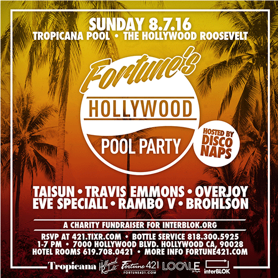 Fortune's Hollywood Pool Party Tickets At The Tropicana - Flyer Clipart (550x770), Png Download