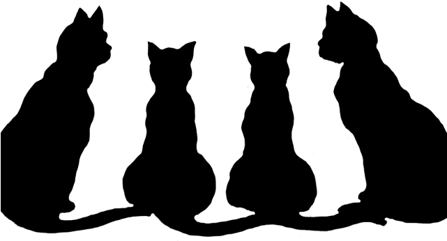 Feline Clipart Cat Silhouette - Vintage Halloween Black Cat - Png Download (640x480), Png Download