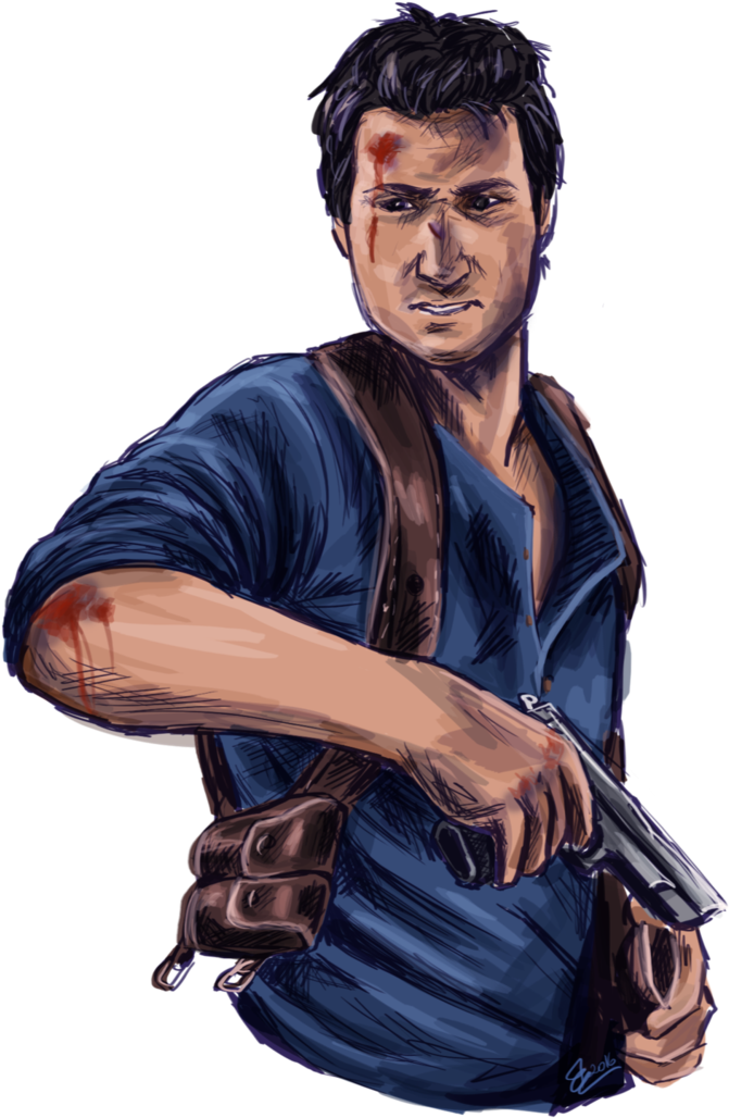 Nathan Drake Fan Art - Nathan Drake Drawing Png Clipart (729x1097), Png Download