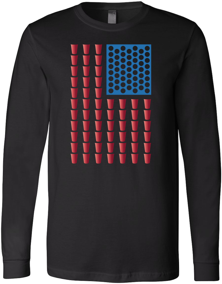Usa Beer Pong Champ Long Sleeve T Shirt Clipart (717x916), Png Download
