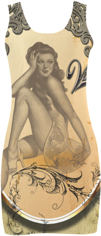 Vintage, Wonderful Pin Up Girl Medea Vest Dress Clipart (1000x1000), Png Download