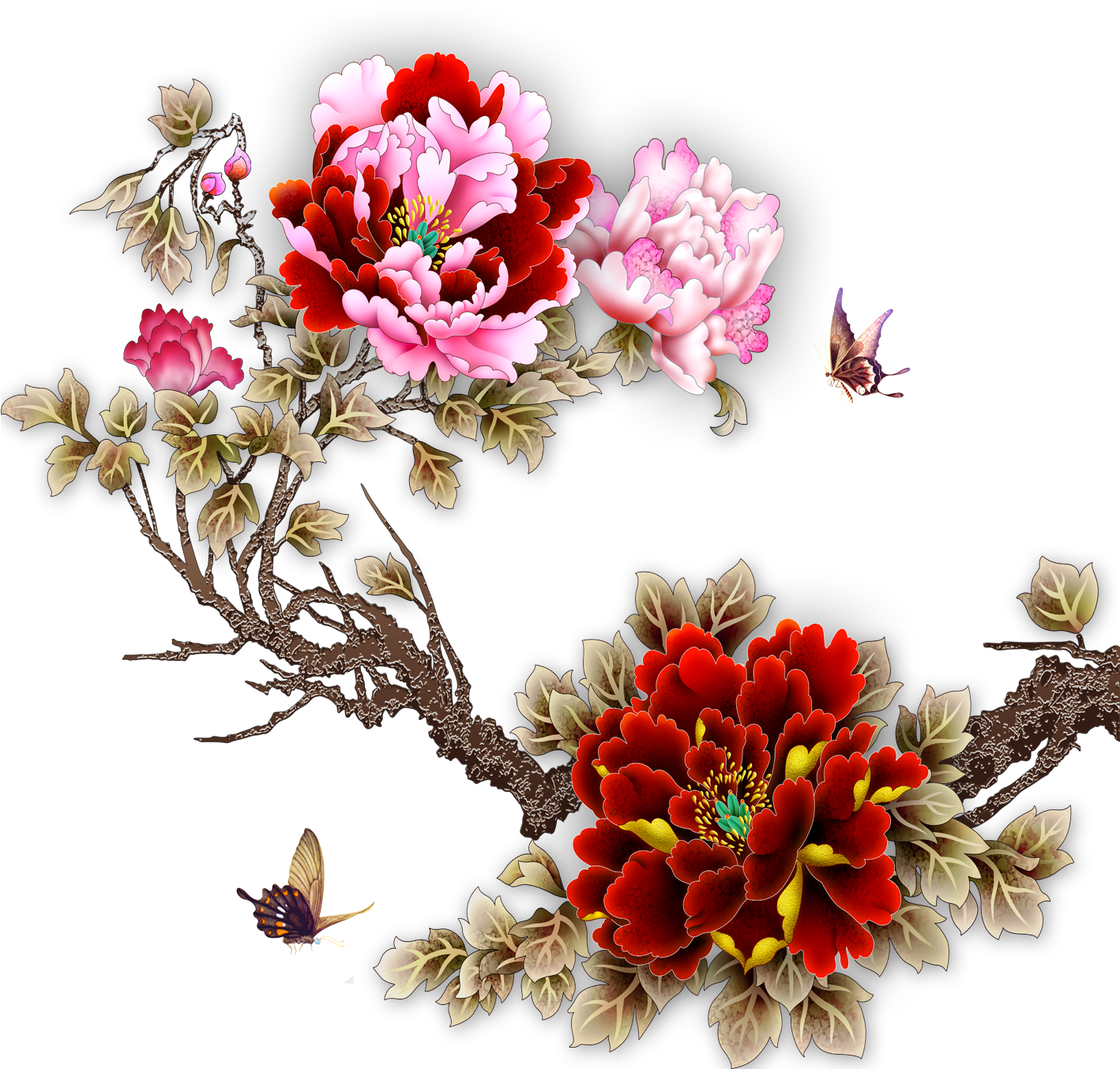 Moutan Tattoo Peony Png Download Free Clipart - รอย สัก รูป ดอก โบตั๋น Transparent Png (1417x1417), Png Download