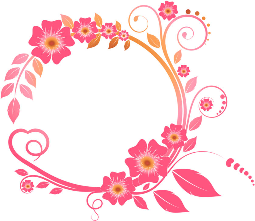 Colored Fl Png High Quality Image - Black Flower Circle Border Clipart (1063x752), Png Download